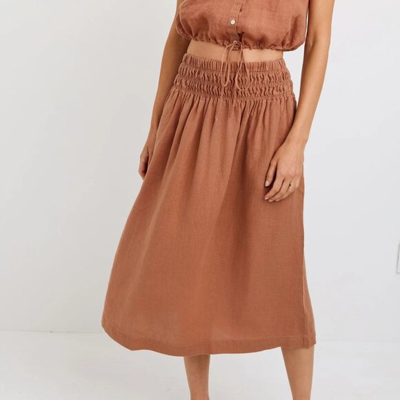 Bella Dahl Smocked Waist Gathered Skirt